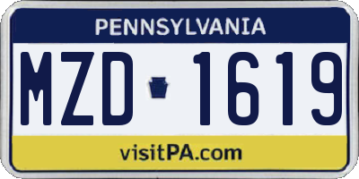 PA license plate MZD1619