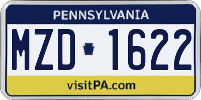PA license plate MZD1622