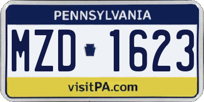 PA license plate MZD1623
