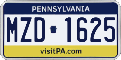 PA license plate MZD1625