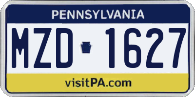 PA license plate MZD1627
