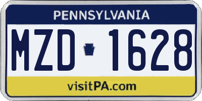 PA license plate MZD1628