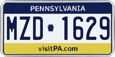 PA license plate MZD1629
