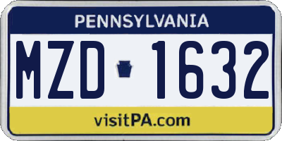 PA license plate MZD1632