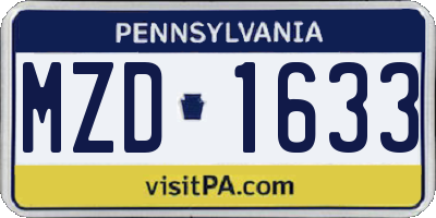 PA license plate MZD1633