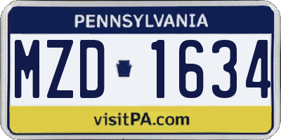 PA license plate MZD1634