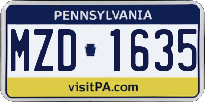 PA license plate MZD1635