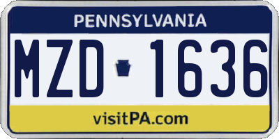 PA license plate MZD1636