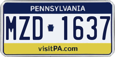 PA license plate MZD1637