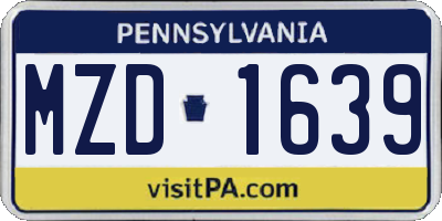 PA license plate MZD1639