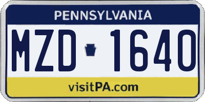 PA license plate MZD1640