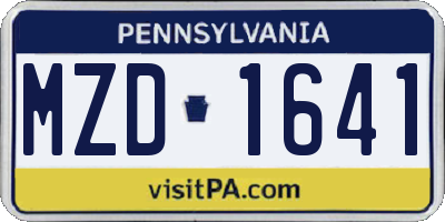 PA license plate MZD1641