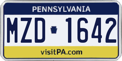 PA license plate MZD1642