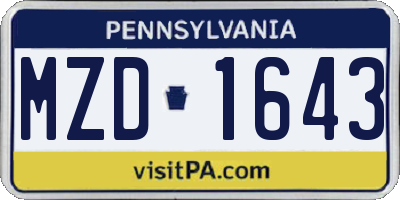PA license plate MZD1643