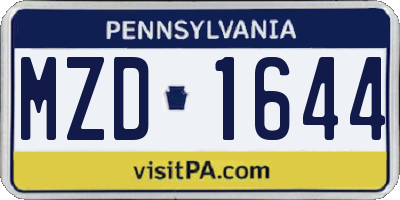 PA license plate MZD1644