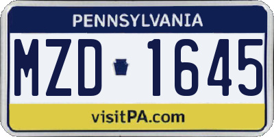 PA license plate MZD1645