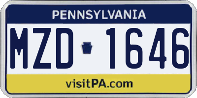 PA license plate MZD1646