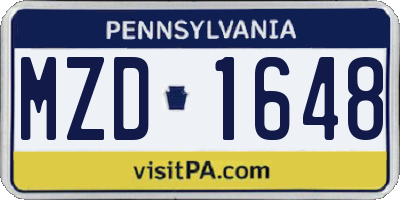 PA license plate MZD1648