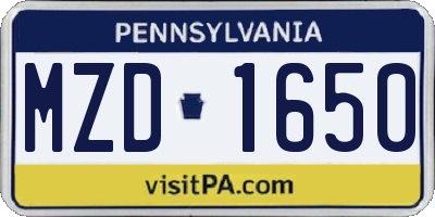 PA license plate MZD1650