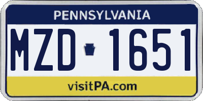 PA license plate MZD1651