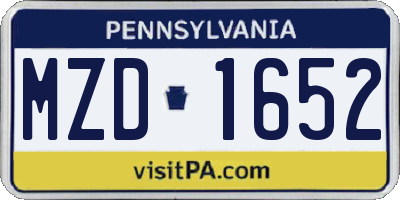 PA license plate MZD1652