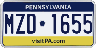 PA license plate MZD1655