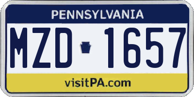 PA license plate MZD1657