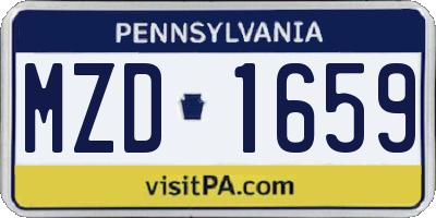 PA license plate MZD1659