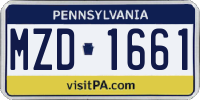 PA license plate MZD1661