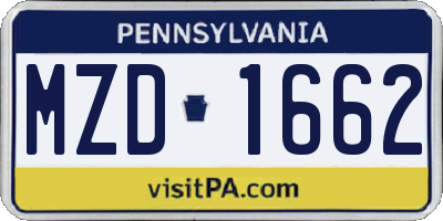 PA license plate MZD1662