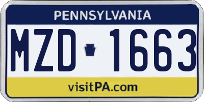 PA license plate MZD1663