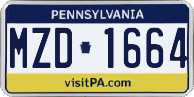 PA license plate MZD1664