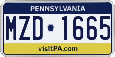PA license plate MZD1665