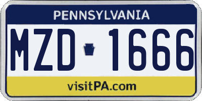 PA license plate MZD1666