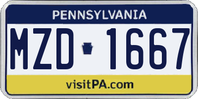 PA license plate MZD1667
