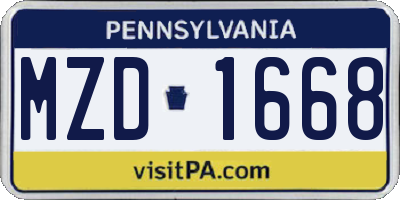 PA license plate MZD1668