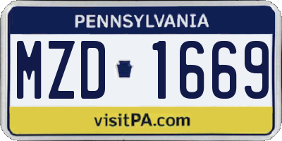 PA license plate MZD1669