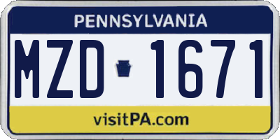 PA license plate MZD1671