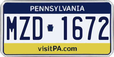 PA license plate MZD1672