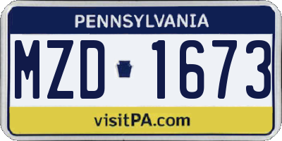PA license plate MZD1673