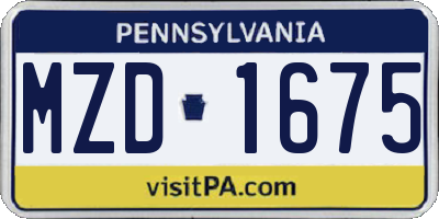PA license plate MZD1675