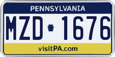 PA license plate MZD1676