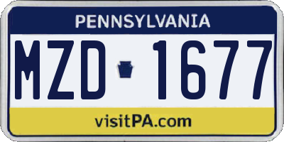 PA license plate MZD1677