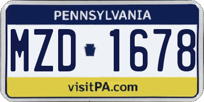 PA license plate MZD1678