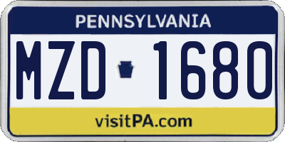 PA license plate MZD1680