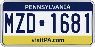 PA license plate MZD1681