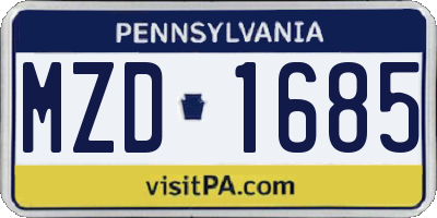 PA license plate MZD1685