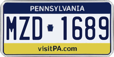 PA license plate MZD1689