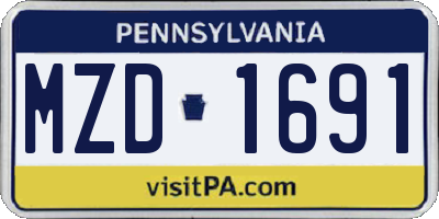 PA license plate MZD1691