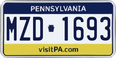 PA license plate MZD1693